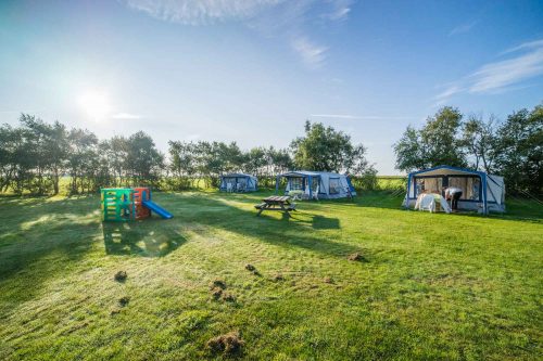 Het veld van de camping